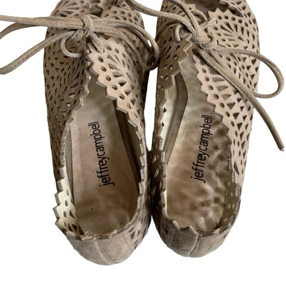 Jeffrey Campbell Espejo Suede Leather Low Wedge Lace Up Sandals Women’s Size 6.5 - Picture 8 of 13